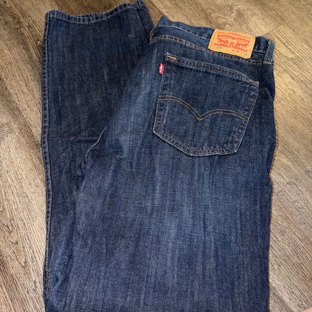 Levi's 504 Straight Jeans Men's 36x34 Blue Medium Wash Denim